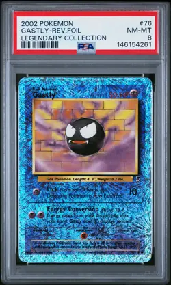 2002 POKEMON LEGENDARY COLLECITON #76 GASTLY-REVERSE FOIL PSA 8 - Image 1