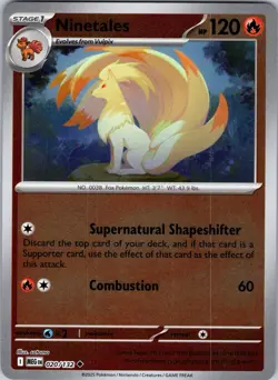 Ninetales 020/132 Uncommon Mega Evolution Pokemon Reverse Holo NM - Image 1