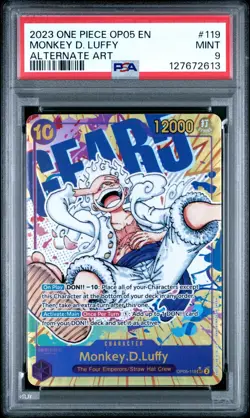 2023 ONE PIECE OP05 119 MONKEY D LUFFY GEAR 5 NIKA SEC ALT ART ENGLISH PSA 9 - Image 1