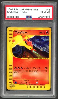 Pokemon Cards - PSA 10 Moltres 043/048 - Japanese Web Holo - GEM MT - PSA10 - Image 1