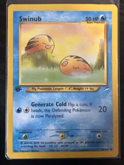 Pokemon Card Neo Destiny Swinub 84/105 Common 1st Edition - Image 1