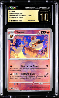 CGC 10 Pristine | Pokemon Prismatic Flareon Master Ball Holo 013/131 Card Pop 4 - Image 1
