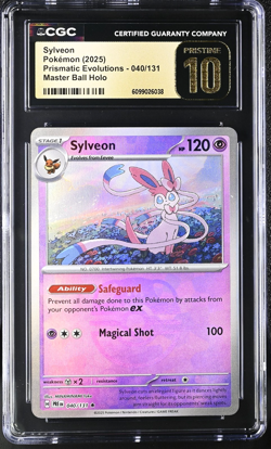 CGC 10 Pristine | Pokemon Prismatic Sylveon Master Ball Holo 040/131 Card Pop 7 - Image 1