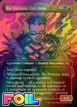 x1 Far Fortune, End Boss DFT Aetherdrift MTG 363 FOIL RARE BORDERLESS M/NM 1x - Image 1