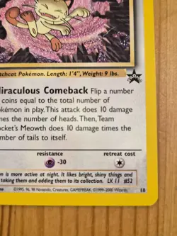 Pokemon TCG Team Rockets Meowth #18 Black Star Promo - Image 3