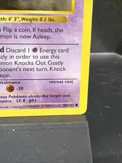 Pokemon TCG Gastly Shadowless 1st Edition Base Set Common 50/102 LP - Image 4