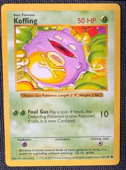 KOFFING 51/102 COMMON BASE SET SHADOWLESS POKEMON MP - Image 1