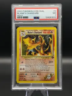PSA 7✨BLAINE'S CHARIZARD #2 2000 POKEMON GYM CHALLENGE w/ Fighting Energy Error - Image 1