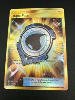Aqua Patch 161/145 SECRET RARE Trainer Pokemon SM Guardians Rising NM 2017 - Image 1