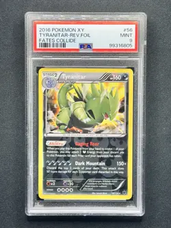 2016 POKEMON XY FATES COLLIDE #56 TYRANITAR-REVERSE FOIL PSA 9 - Image 1
