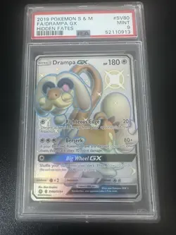 2019 Pokemon Sun & Moon Hidden Fates Shiny F.A. Drampa GX #SV80 PSA 9 - Image 1