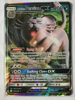 Alolan Persian GX ULTRA RARE 129/236 Pokemon SM Cosmic Eclipse NM HOLO 2019 - Image 1