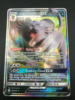 Alolan Persian GX ULTRA RARE 129/236 Pokemon SM Cosmic Eclipse NM HOLO 2019 - Image 3
