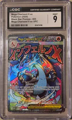 2025 Pokemon Black Star Promo Mega Charizard X ex #023 CGC 9 Mint - Image 1