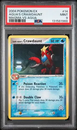 2004 POKEMON EX TEAM MAGMA VS TEAM AQUA #14 TEAM AQUA'S CRAWDAUNT PSA 9 - Image 1