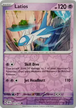 077/191 LATIOS REVERSE HOLO SURGING SPARKS POKEMON CARD - Image 1