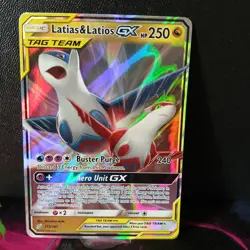 Pokemon Latias & Latios GX Holo Ultra Rare TCG Card Sun & Moon 113/181 LP+ - Image 1