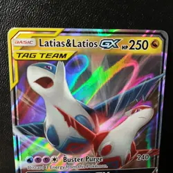 Pokemon Latias & Latios GX Holo Ultra Rare TCG Card Sun & Moon 113/181 LP+ - Image 2