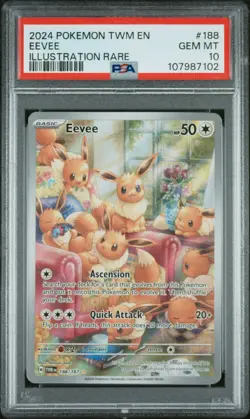 2024 POKEMON TWM EN-TWILIGHT MASQUERADE ILLUSTRATION RARE #188 EEVEE PSA 10 - Image 1