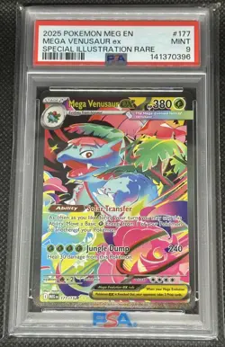 2025 POKEMON MEG EN-MEGA EVOLUTION 177 MEGA VENUSAUR EX PSA Mint 9 - Image 1