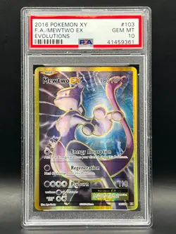 2016 Pokemon XY Evolutions Mewtwo EX #103 -Ultra Rare Holo F/A- PSA Gem Mint 10 - Image 2