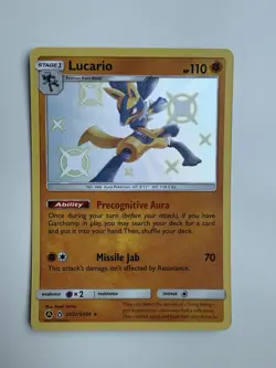 Pokemon TCG Lucario Hidden Fates SV22/SV94 Holo Shiny Holo Rare - Image 1