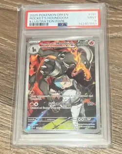 2025 POKEMON DRI EN-DESTINED RIVALS #191 TEAM ROCKET'S HOUNDOOM PSA 9 - Image 1