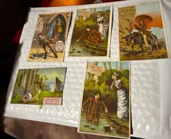 Lot of 5 Corticelli Silk Spool Thread 1890s Victorian Trade Cards 4.5" x 2.5" - Image 1
