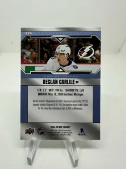 Declan Carlile Signed Autograph 2024-25 Upper Deck MVP Rookie Card 224 Lightning - Image 2