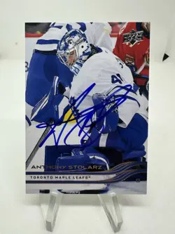 Anthony Stolarz Signed Autograph 2025-26 Upper Deck Card #163 Ducks Maple Leafs - Image 1