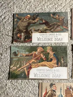 5-Curtis Davis & Co Welcome Soap- Sled/Fish/Drug/Romance-Trade Cards. P658 - Image 2