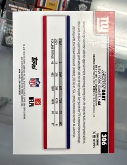 2025 Topps Chrome Jaxon Dart Base Rookie Card #306 New York Giants - Image 2