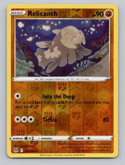 Reverse Holo Relicanth 101/196 Uncommon Lost Origin Pokemon - Image 1