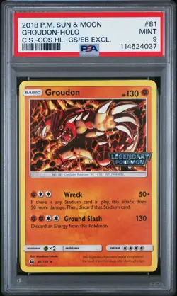 PSA 9 GROUDON 81 CELESTIAL STORM COSMOS HOLO GAMESTOP EB GAMES EXCLUSIVE POKEMON - Image 1