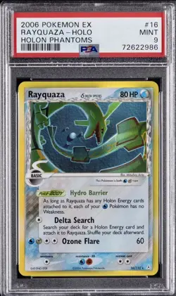 2006 POKEMON EX HOLON PHANTOMS #16 RAYQUAZA HOLO PSA 9 - Image 1