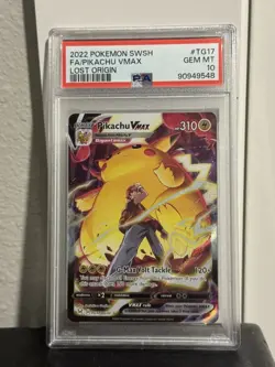 2022 POKEMON SWORD & SHIELD LOST ORIGIN #TG17 FULL ART/PIKACHU VMAX PSA 10 - Image 1