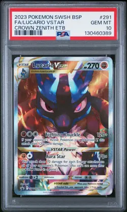 Lucario Vstar 291/159 Crown Zenith Elite Trainer Box Pokemon PSA 10 - Image 1