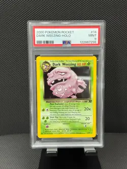 2000 Pokemon Team Rocket Dark Weezing Holo PSA 9 #14/82 Mint - Image 1