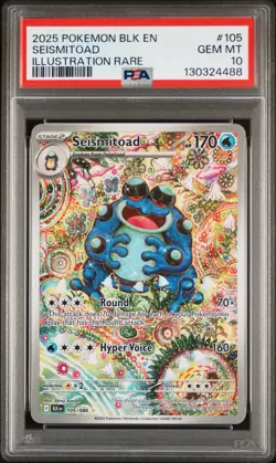 2025 Pokemon TCG Seismitoad 105/086 Sv: Black Bolt Illustration Rare Holo PSA 10 - Image 1