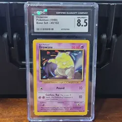 Pokemon Drowzee CGC 8.5 Base Set 49/102 Common Regular English 1999 - Image 1
