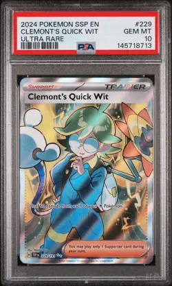 2024 Pokemon Ssp En-Surging Sparks #229 Clemont'S Quick Wit Ultra Rare PSA 10 - Image 1