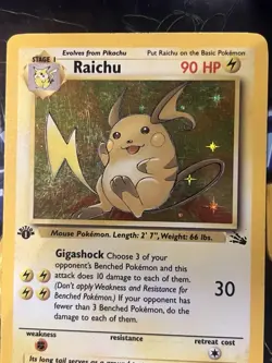 Pokemon Raichu Holo Rare 1st Edition 14/62 Fossil 90 HP English 1999 - Image 4
