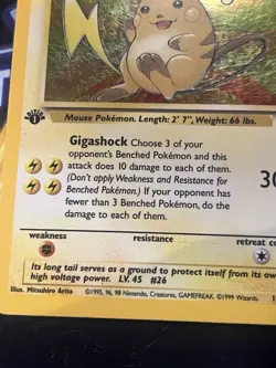 Pokemon Raichu Holo Rare 1st Edition 14/62 Fossil 90 HP English 1999 - Image 5