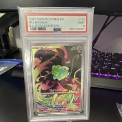 Pokemon Bulbasaur 133/132 Me01: Mega Evolution Illustration Rare Holo PSA 9 - Image 1