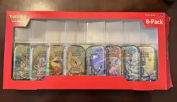 Opened 8-pack Pokemon Evolutions Tins includes tins and artwork no booster packs - Image 1