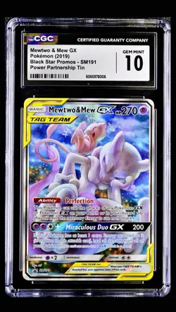 Pokemon 2019 Mewtwo & Mew GX Tag Team SM191 Promo Power Partnership Tin CGC 10 - Image 1
