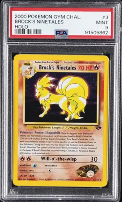 2000 POKEMON GYM CHALLENGE HOLO #3 BROCK'S NINETALES PSA 9 - Image 1