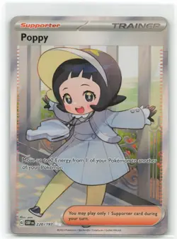Pokemon Poppy 220/197 Full Art Trainer Obsidian Flames Ultra Rare - NM-M+ - Image 1