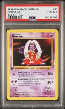 PSA 10 ROSSANA JYNX 31 1ST EDITION BASE SET GERMAN 1999 POKEMON GEM MINT - Image 1