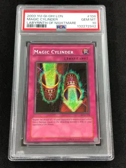 Yugioh 2003 Magic Cylinder LON-104 PSA 10 Secret Rare - Image 1